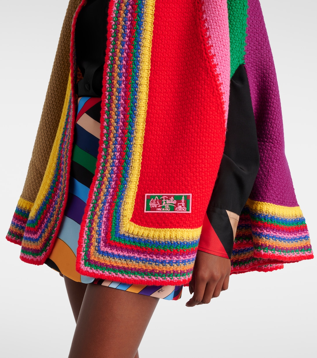 Colorblocked knitted wool poncho | Pucci