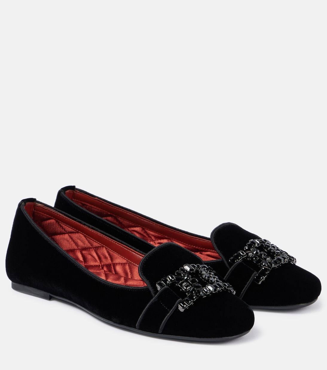 Kate crystal-embellished velvet ballet flats | Tod's