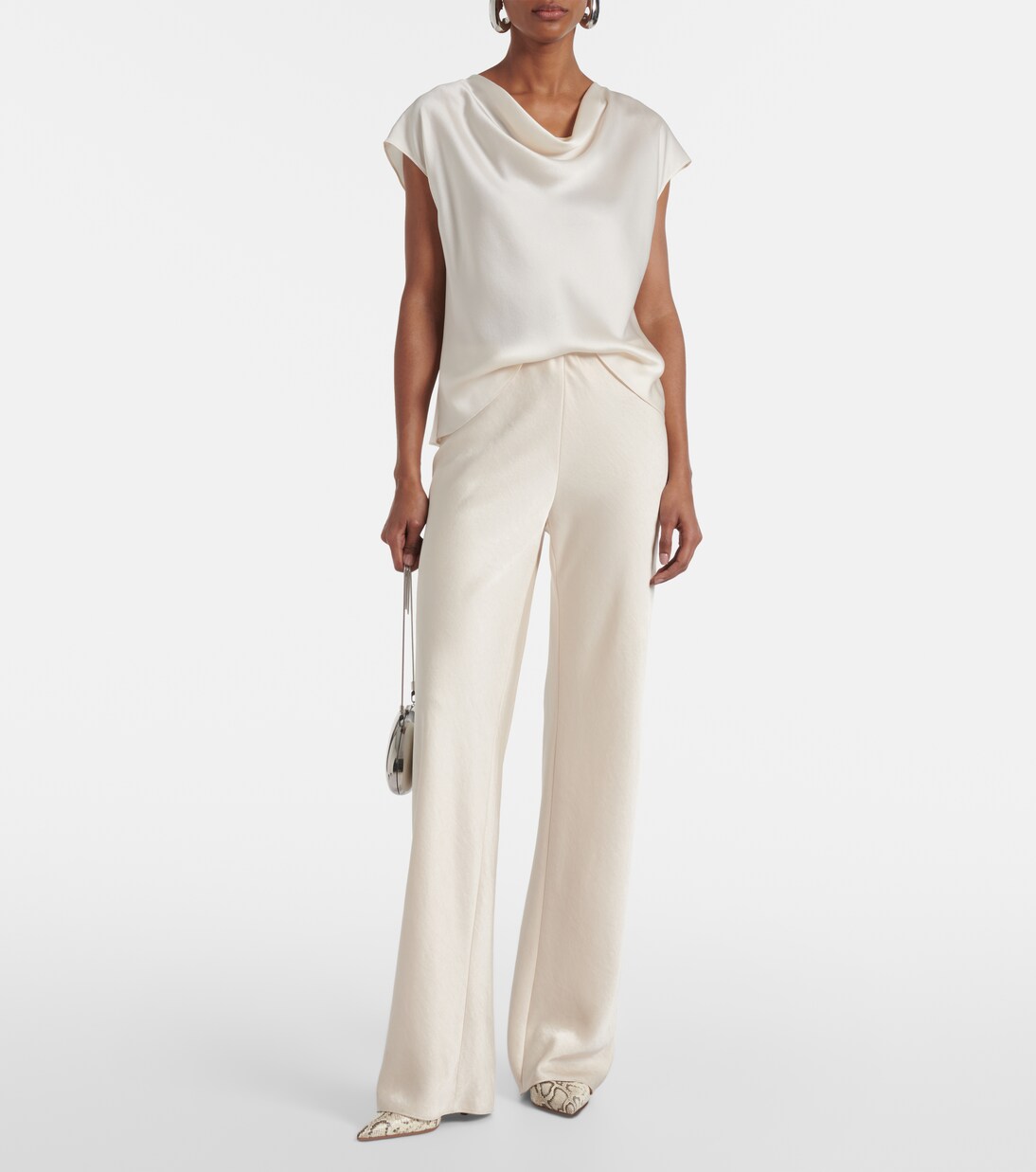Weite High-Rise-Hose aus Satin | Vince