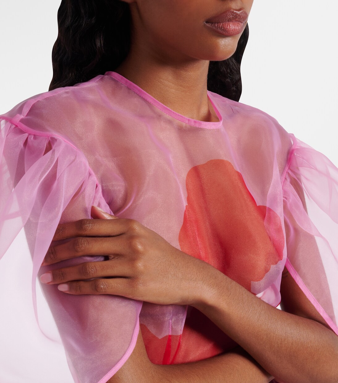 Robe midi imprimée en organza | Simone Rocha