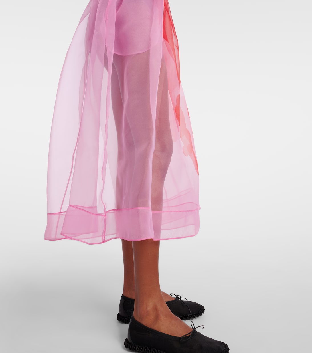 Robe midi imprimée en organza | Simone Rocha