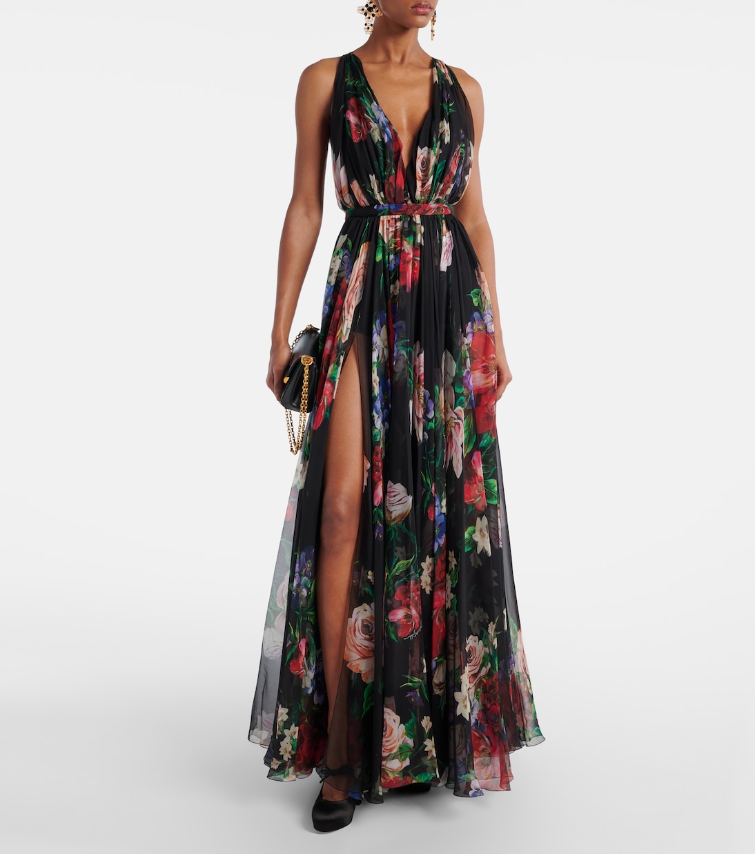 Floral pleated silk chiffon gown | Dolce&Gabbana