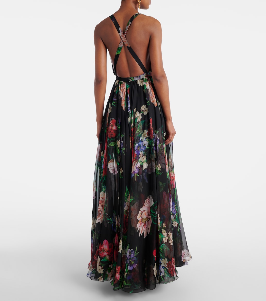 Floral pleated silk chiffon gown | Dolce&Gabbana