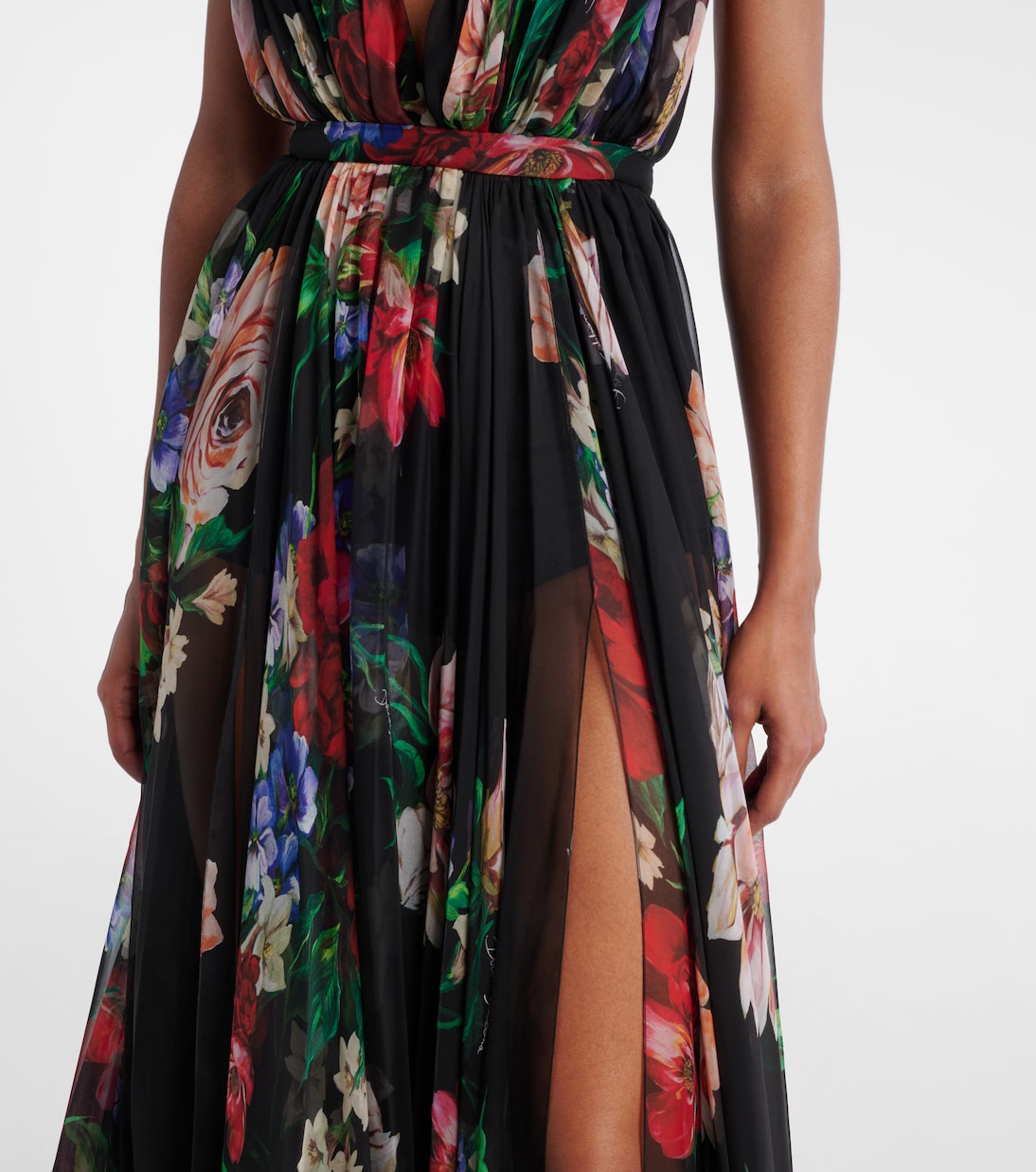 Floral pleated silk chiffon gown | Dolce&Gabbana
