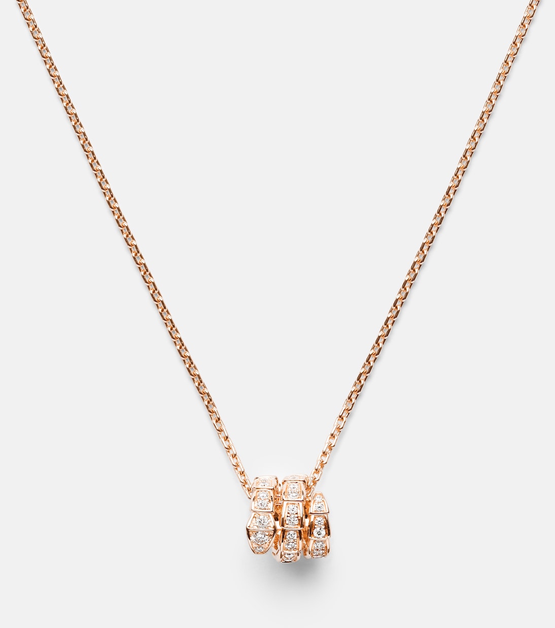 Serpenti Viper 18kt rose gold pendant necklace with diamonds | Bvlgari