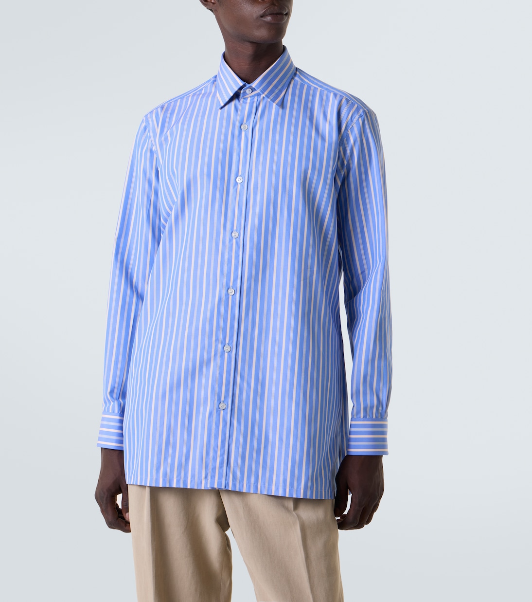 Striped cotton poplin shirt | Charvet