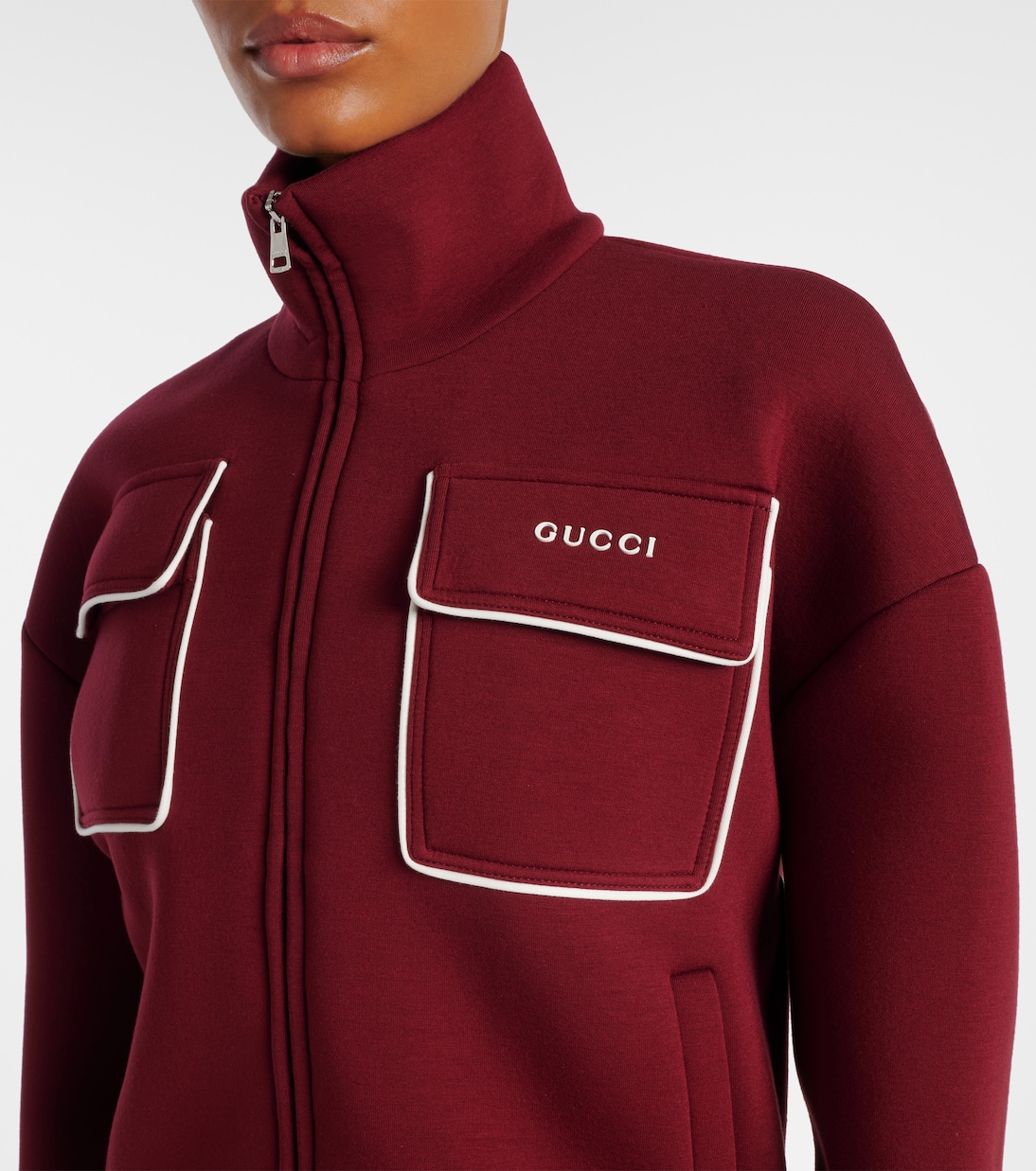 Logo jersey zip-up sweatshirt | Gucci