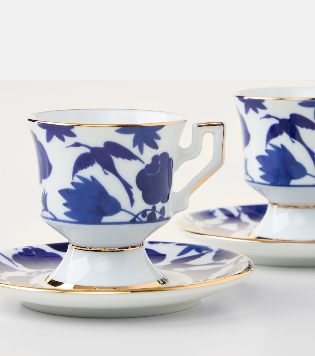 Set de 2 tasses à expresso Wildbird Blu avec soucoupes  | La DoubleJ