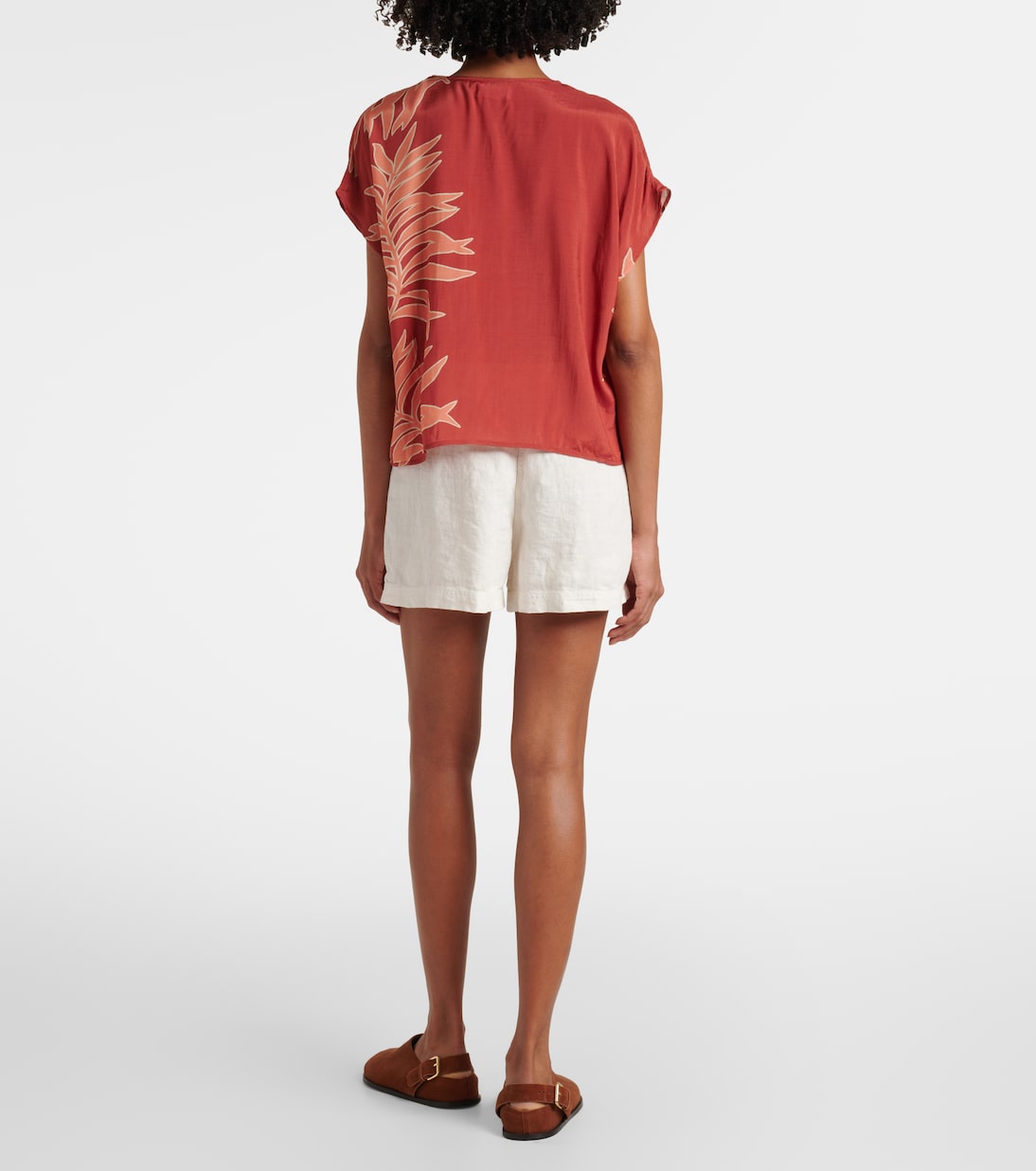 Naomi embroidered printed top | Velvet