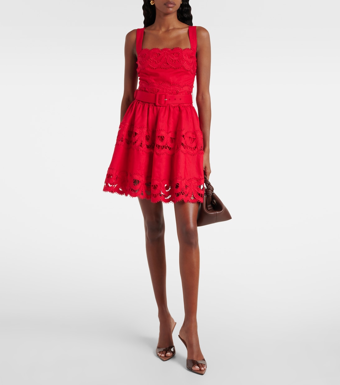 Cutout linen and cotton-blend minidress | Self-Portrait