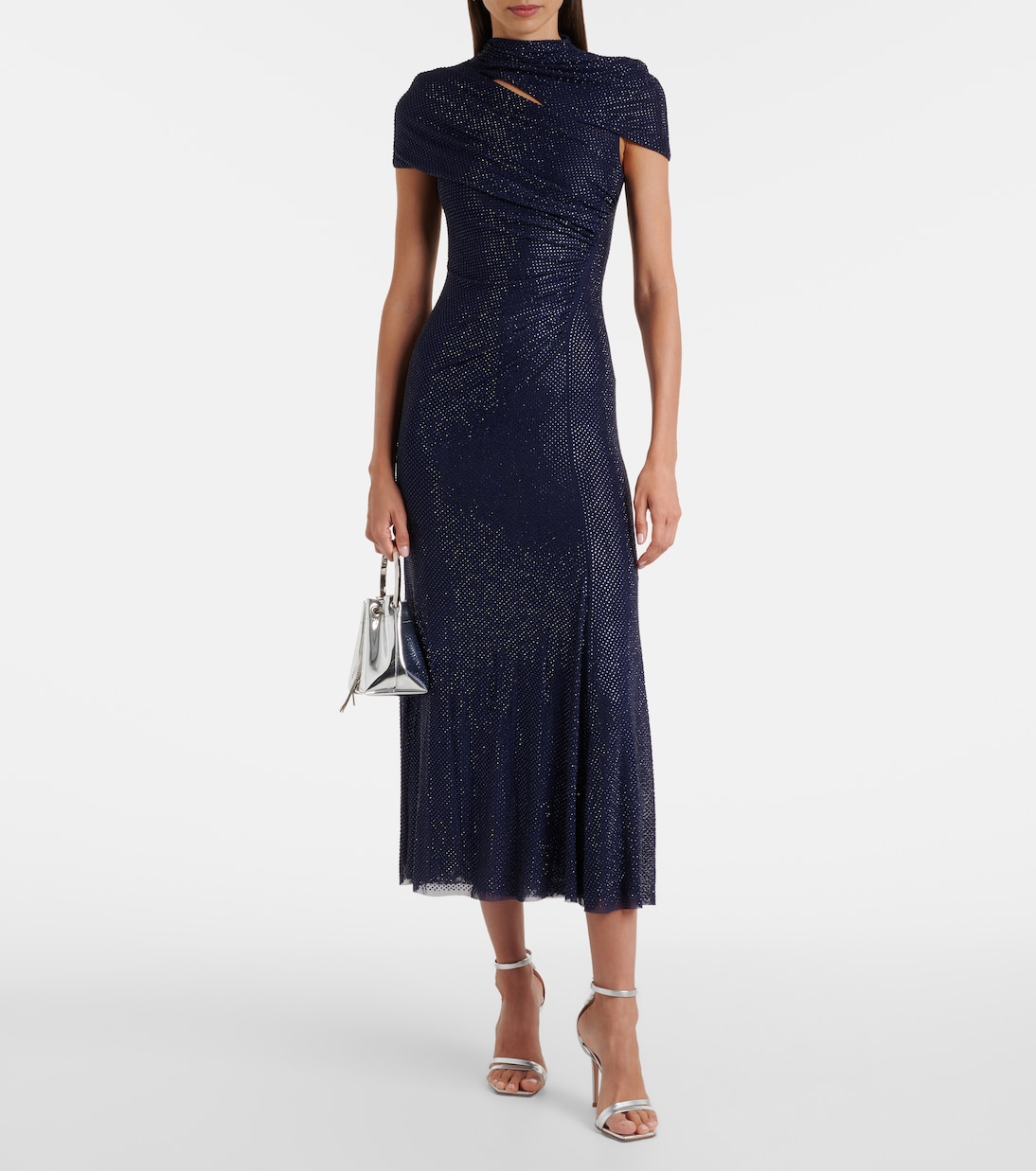 Midikleid aus Mesh mit Kristallen | Self-Portrait