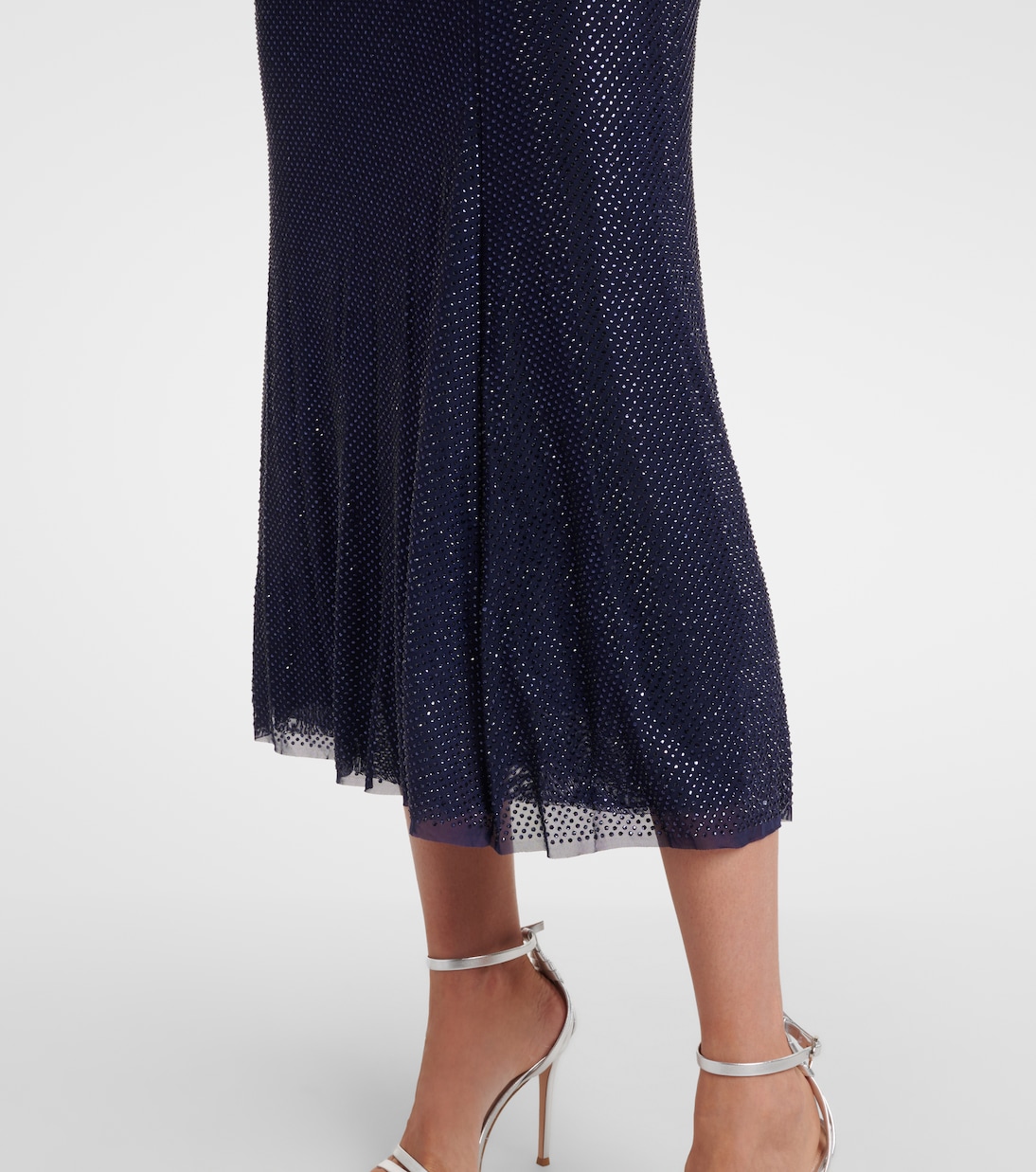 Midikleid aus Mesh mit Kristallen | Self-Portrait