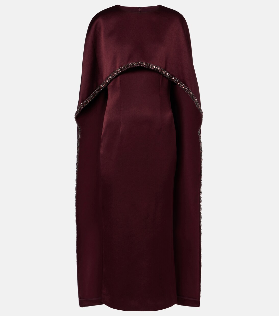 Embellished caped satin crêpe midi dress | Roland Mouret