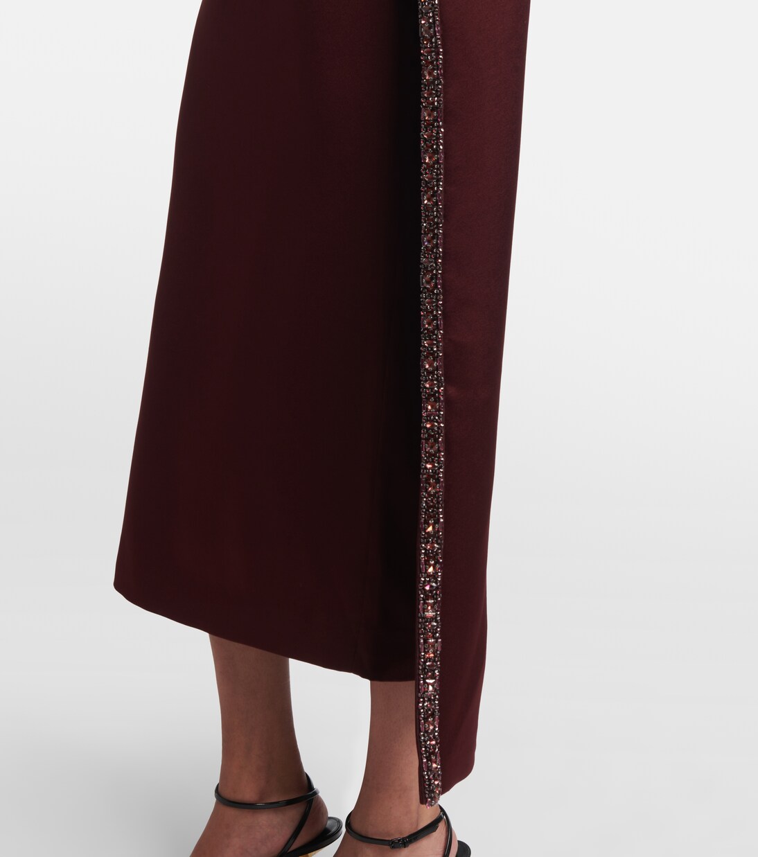 Embellished caped satin crêpe midi dress | Roland Mouret