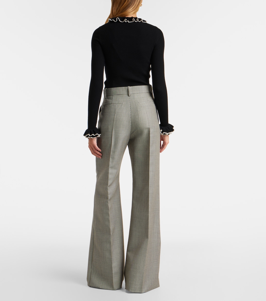 Pantalones anchos de lana y mohair a cuadros | Valentino