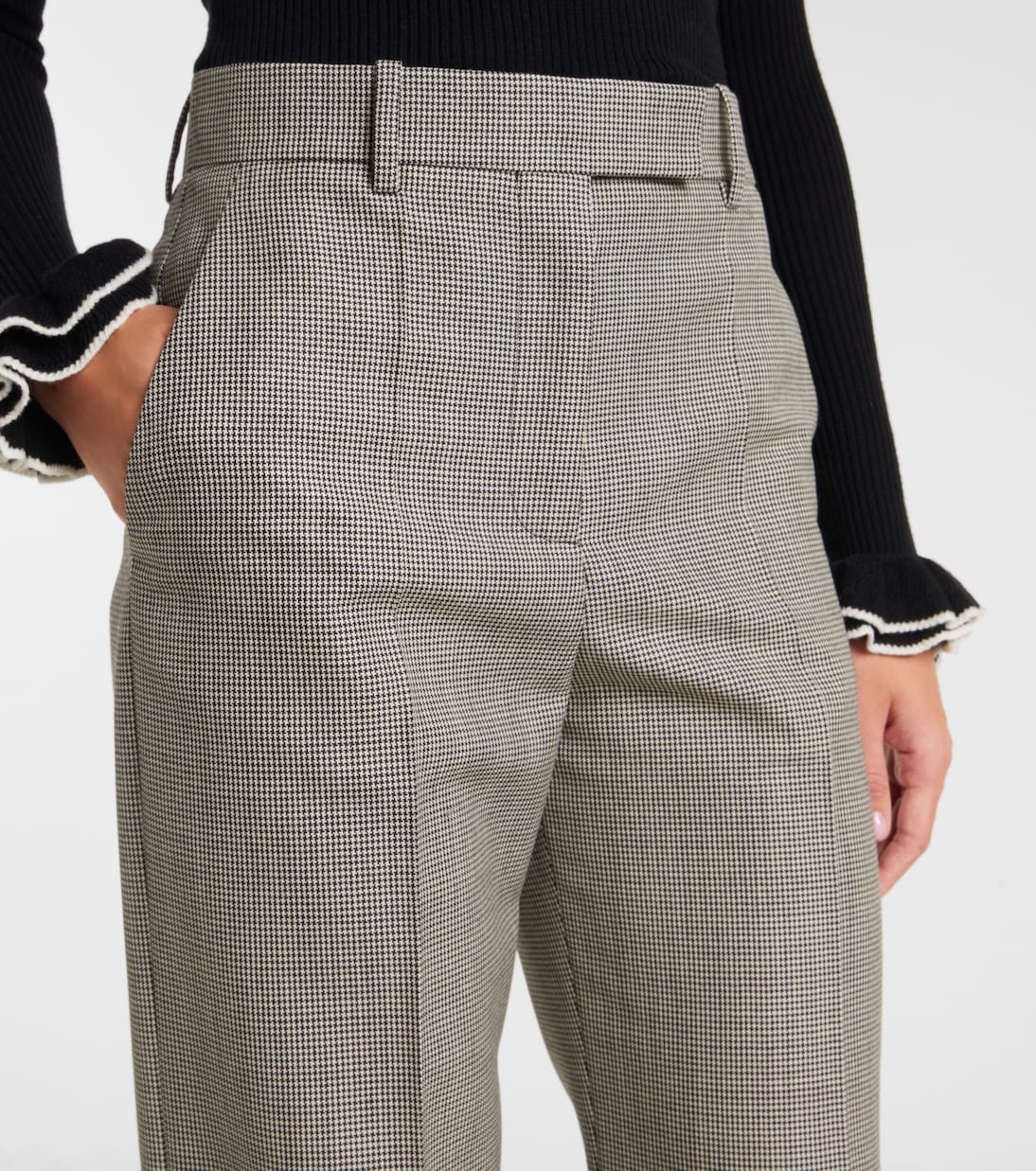 Pantalones anchos de lana y mohair a cuadros | Valentino