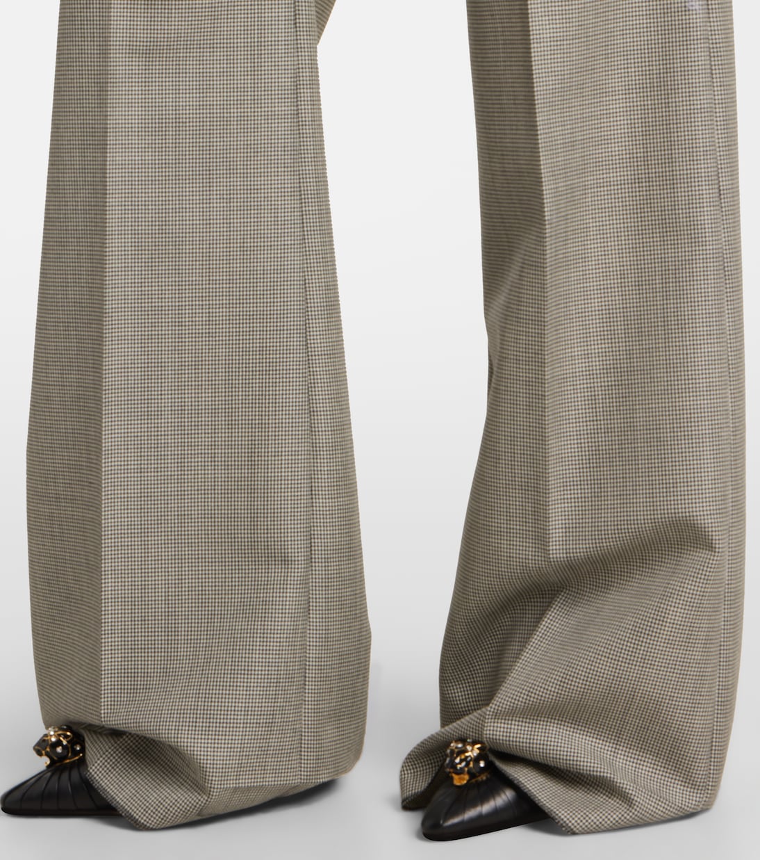 Pantalones anchos de lana y mohair a cuadros | Valentino