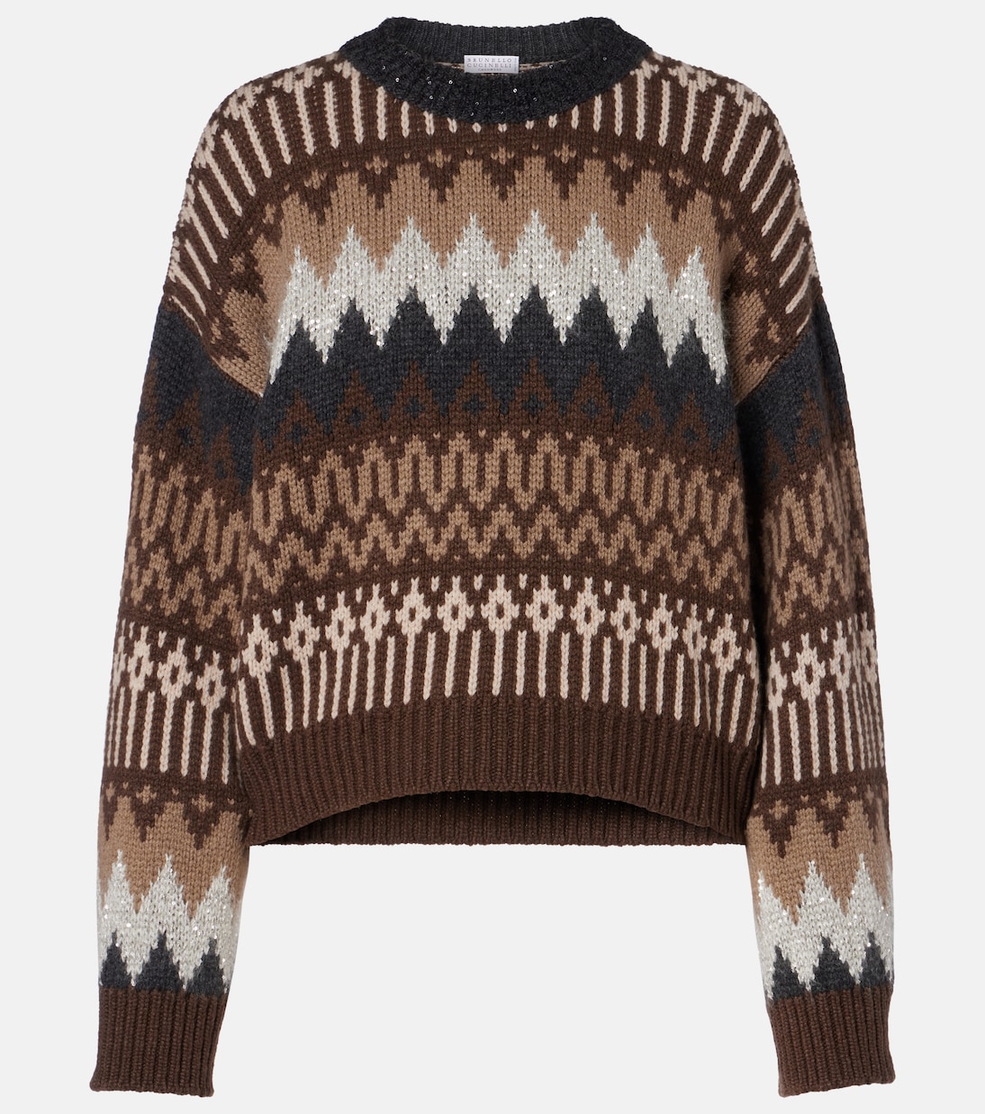 Cashmere jacquard sweater | Brunello Cucinelli