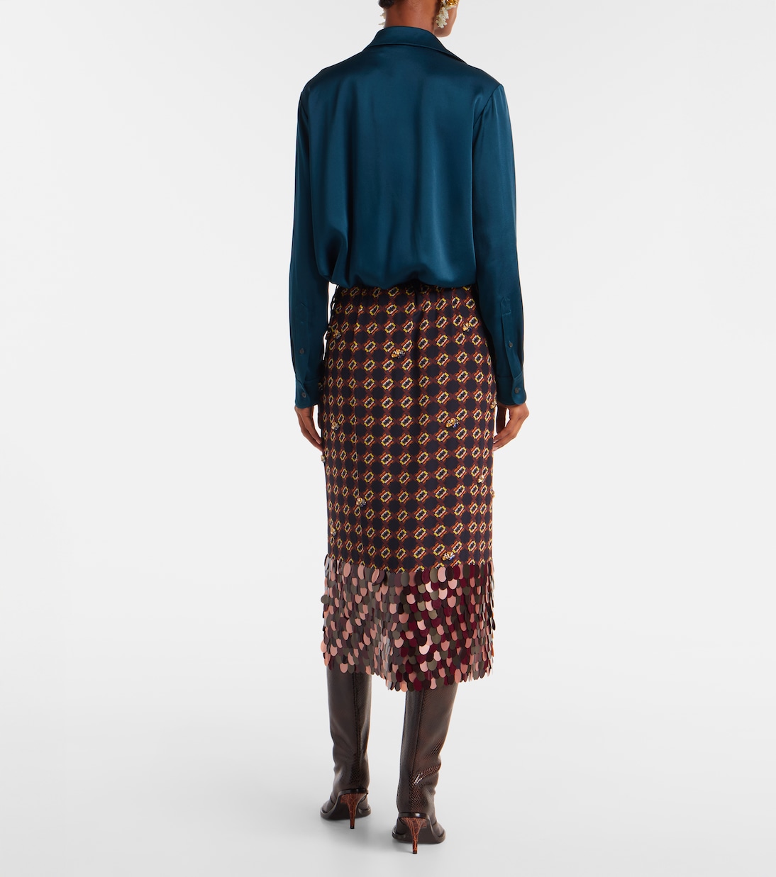 Printed sequined silk midi skirt | Dries Van Noten