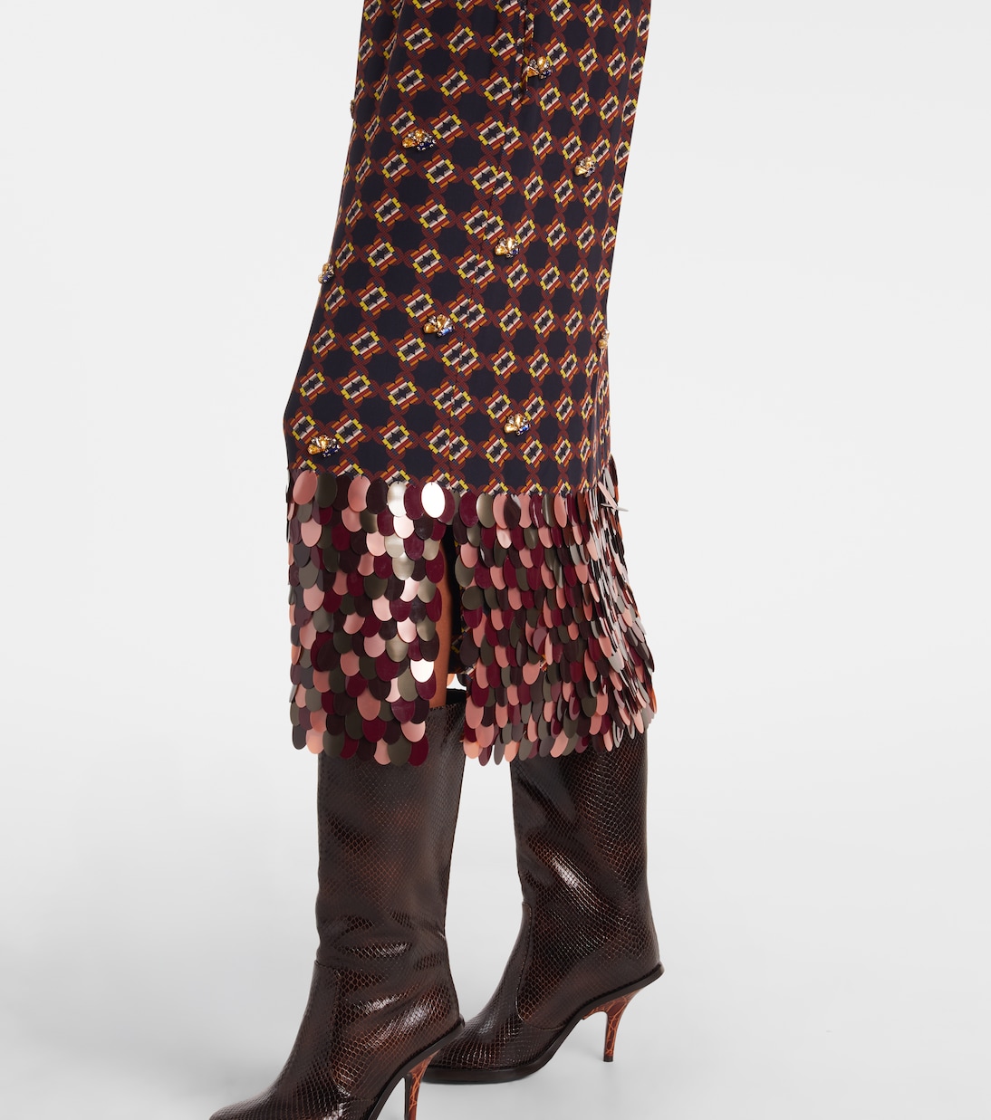 Printed sequined silk midi skirt | Dries Van Noten