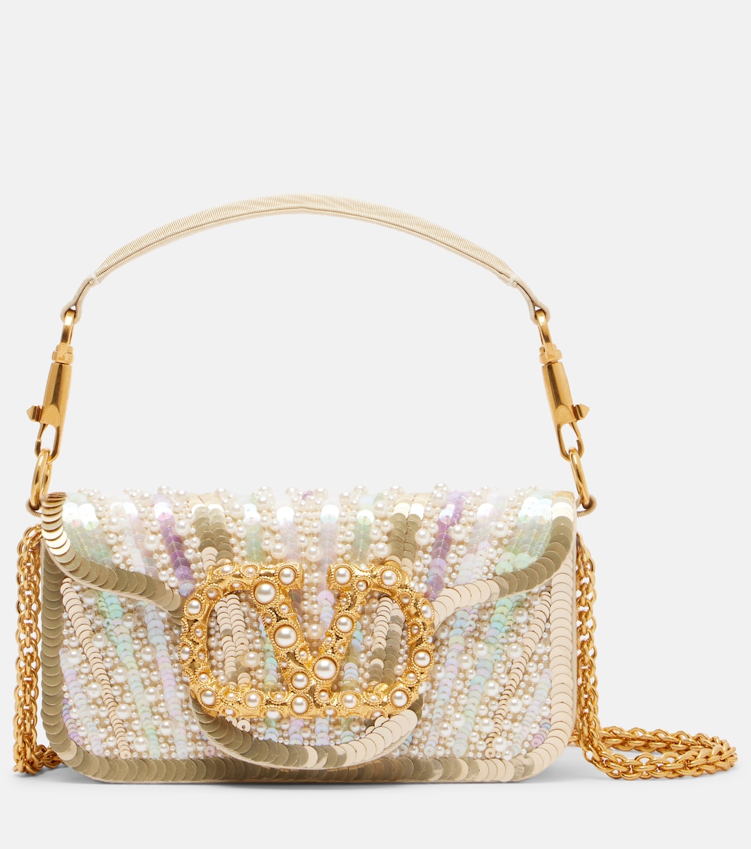 Locò Small embellished satin shoulder bag | Valentino Garavani