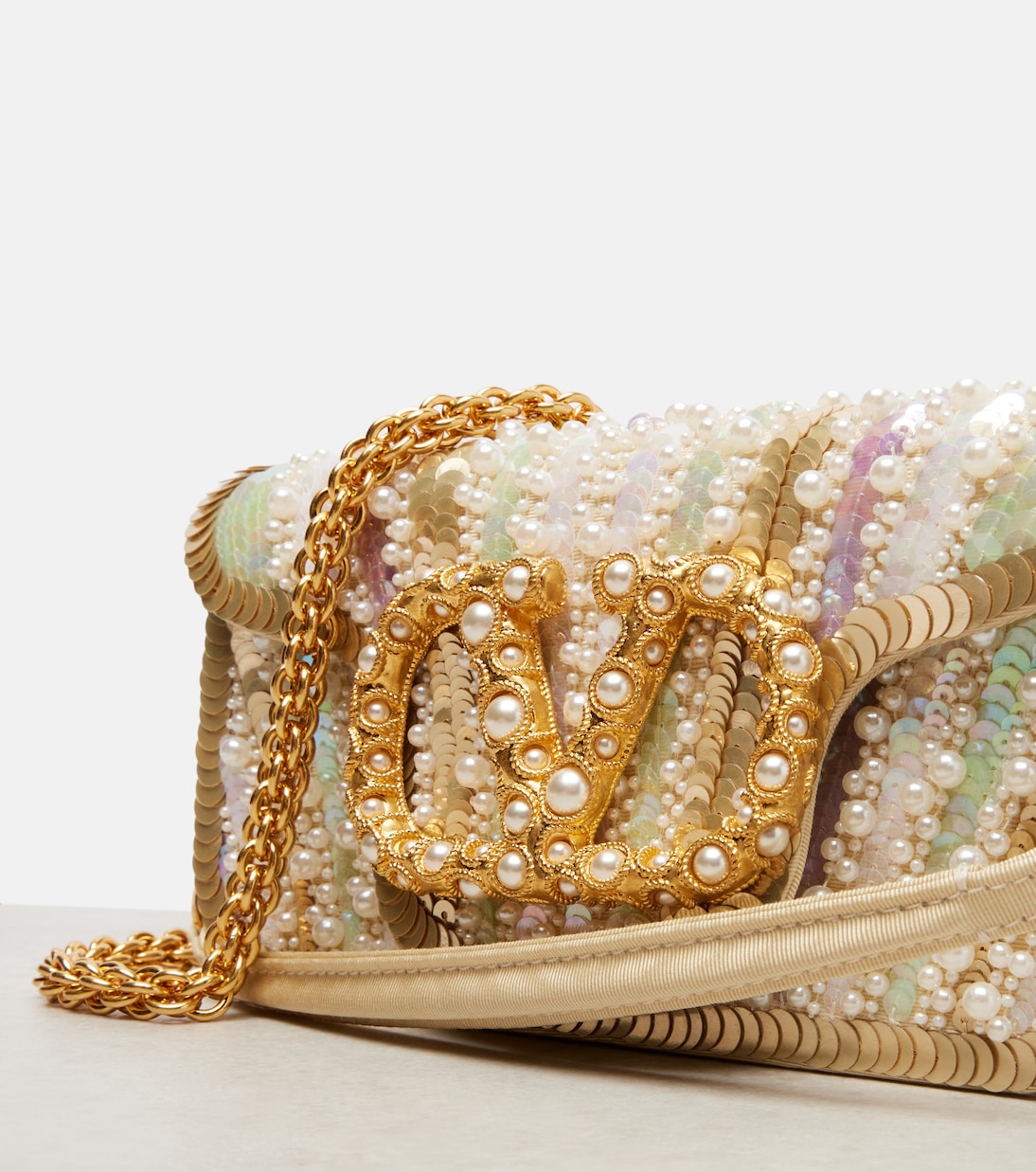 Locò Small embellished satin shoulder bag | Valentino Garavani
