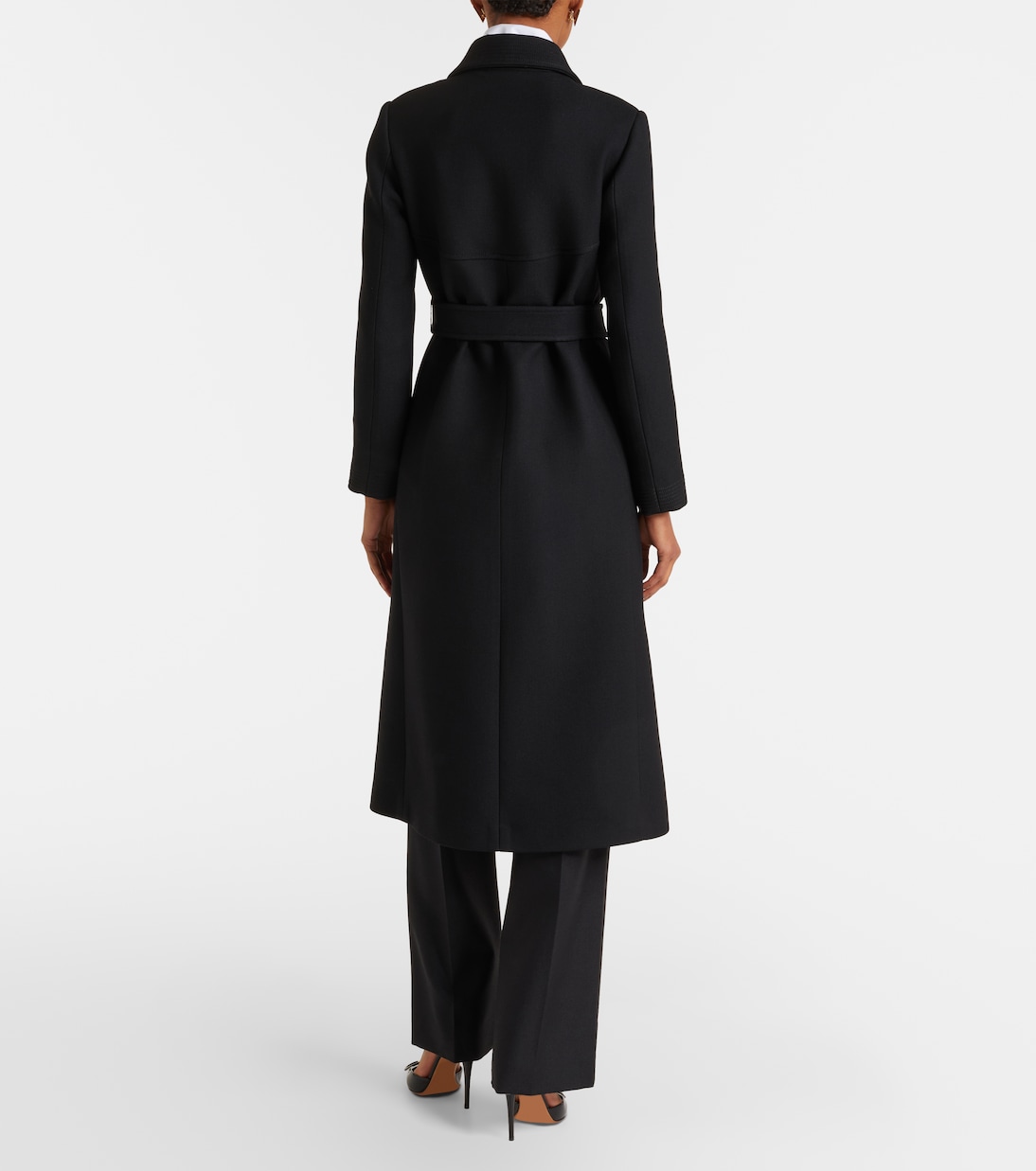 VGold belted wool and silk coat | Valentino