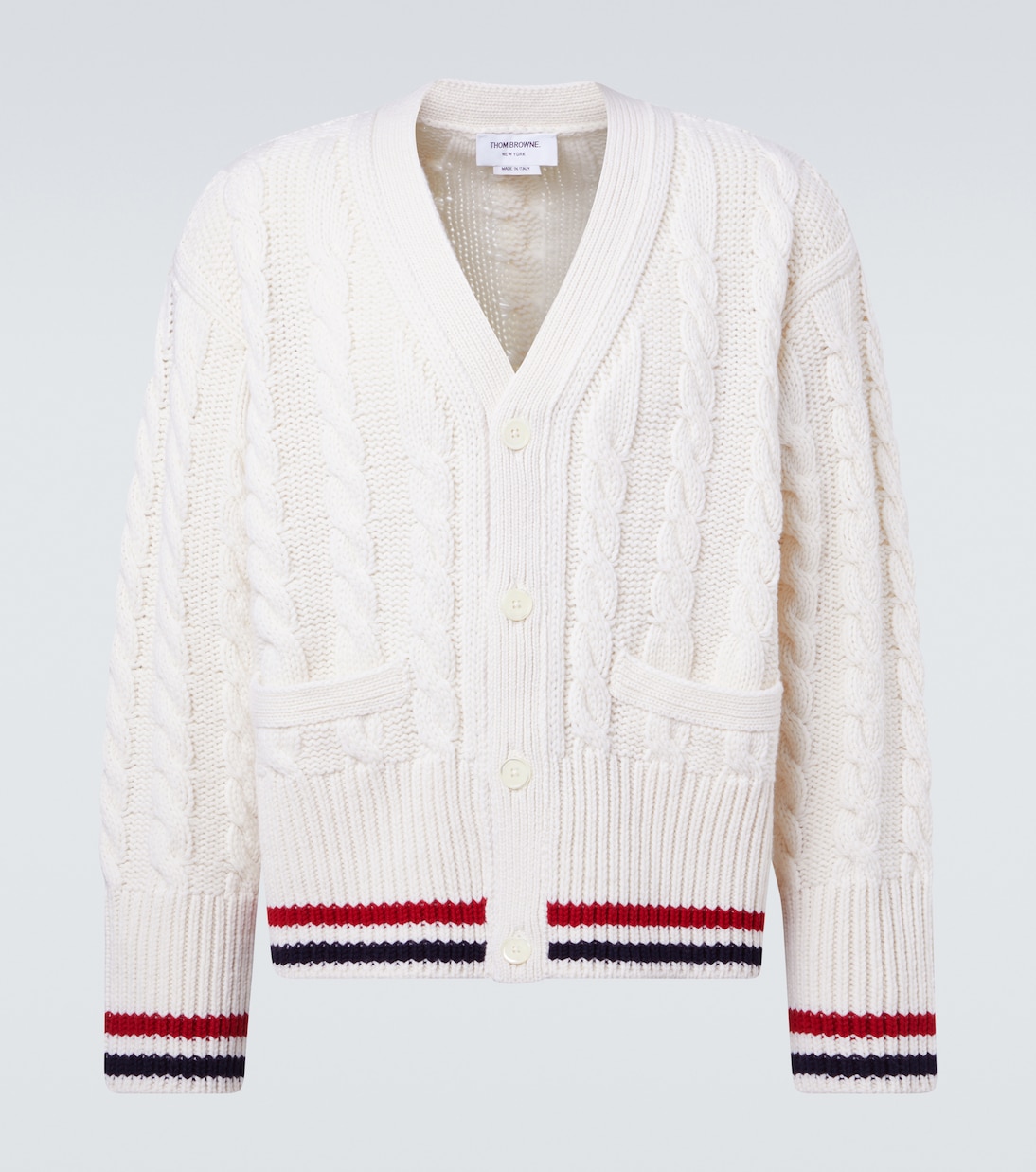 Cardigan RWB Stripe aus Schurwolle | Thom Browne