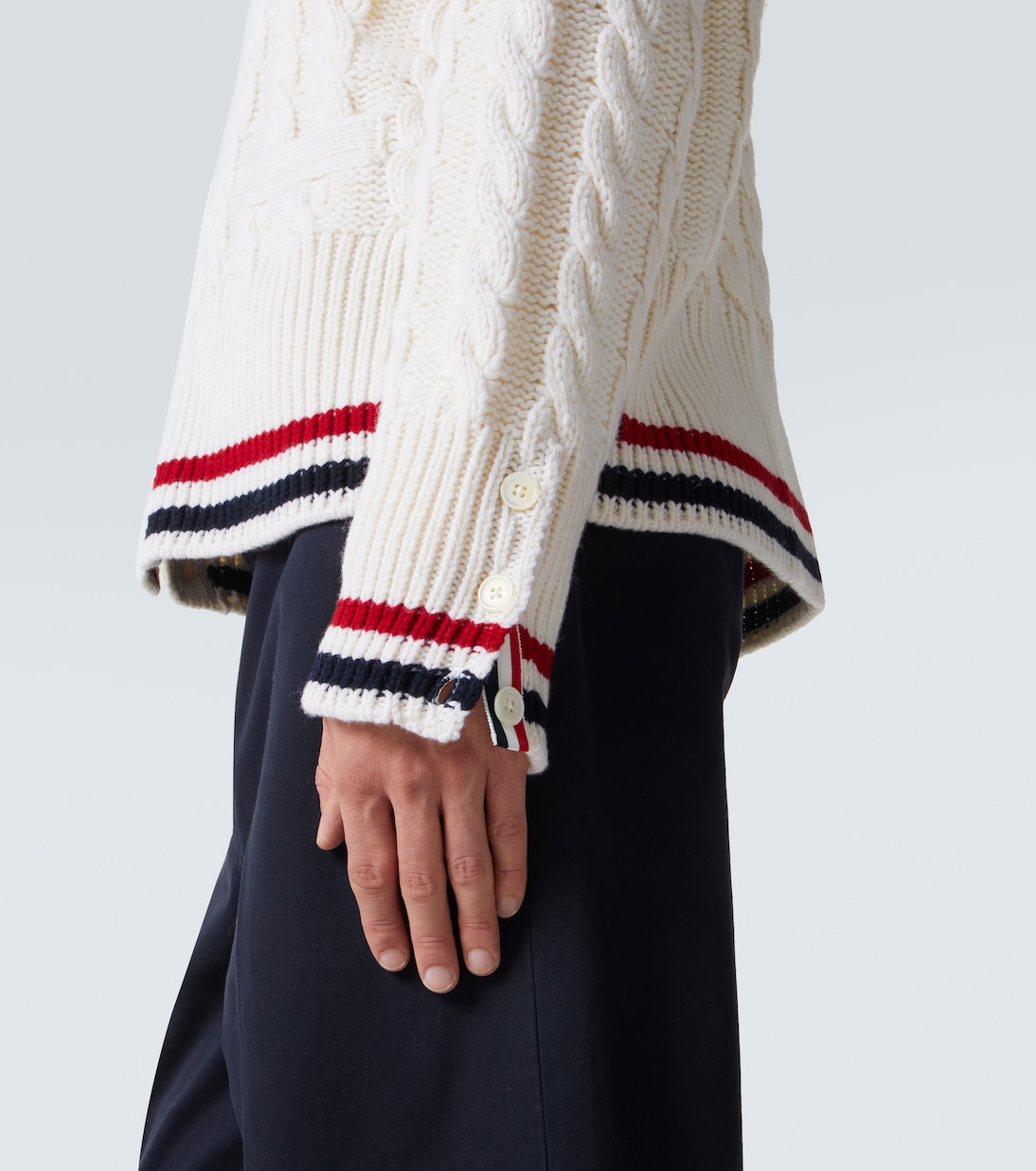 Cardigan RWB Stripe aus Schurwolle | Thom Browne