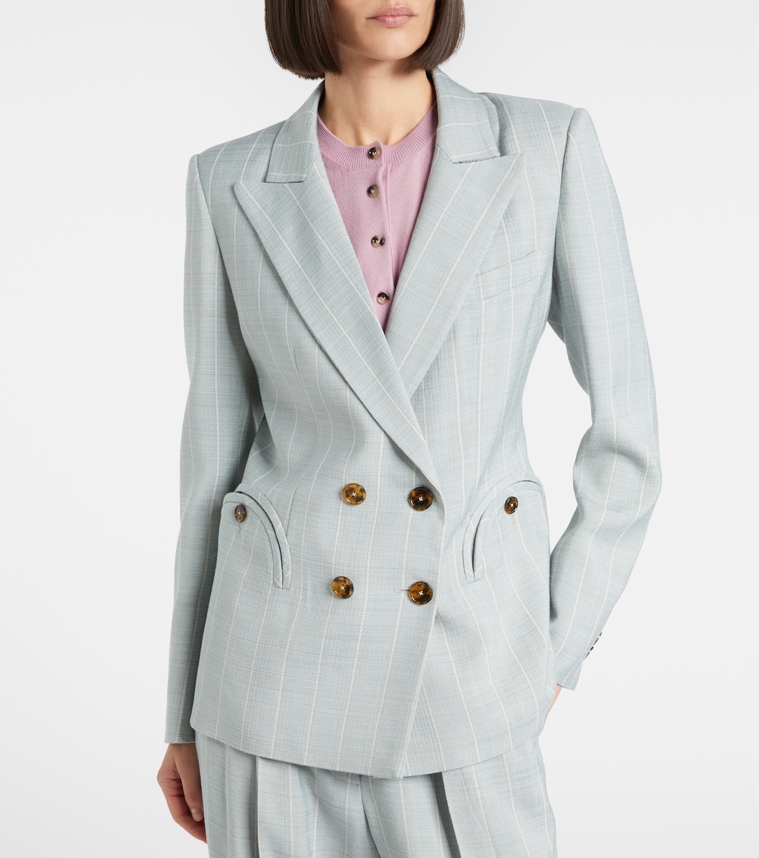 After You Charmer pinstripe double-breasted blazer | Blazé Milano