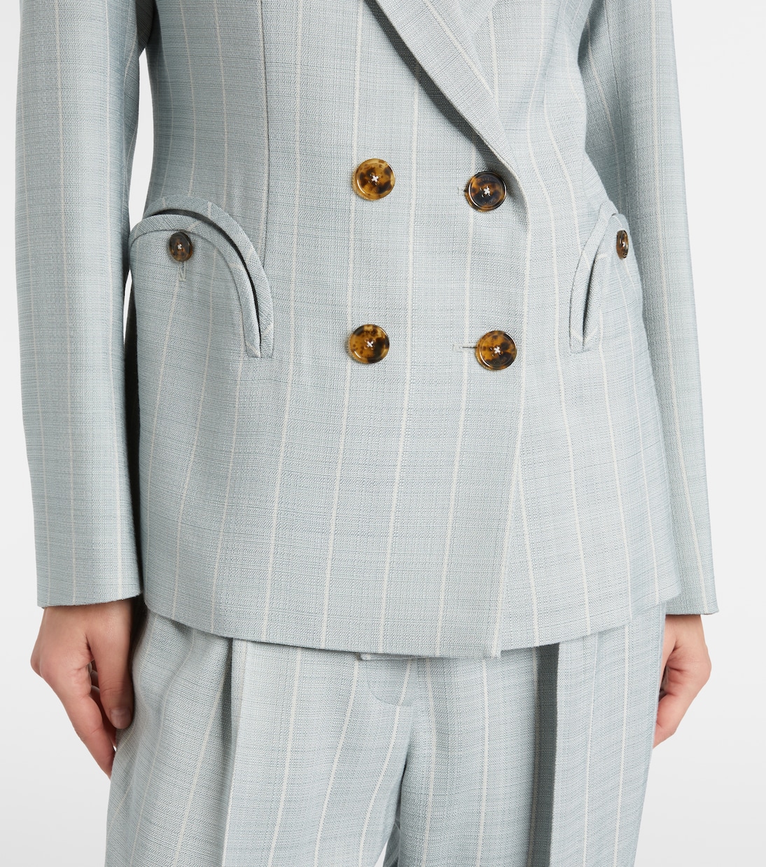 After You Charmer pinstripe double-breasted blazer | Blazé Milano