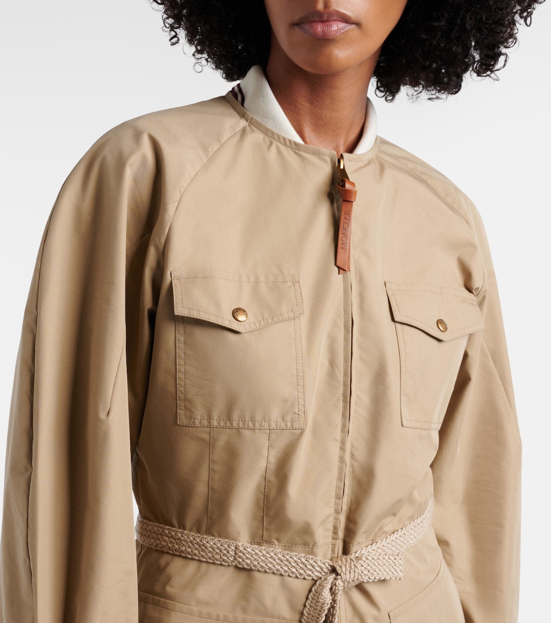 Belted cotton-blend poplin midi dress | Moncler