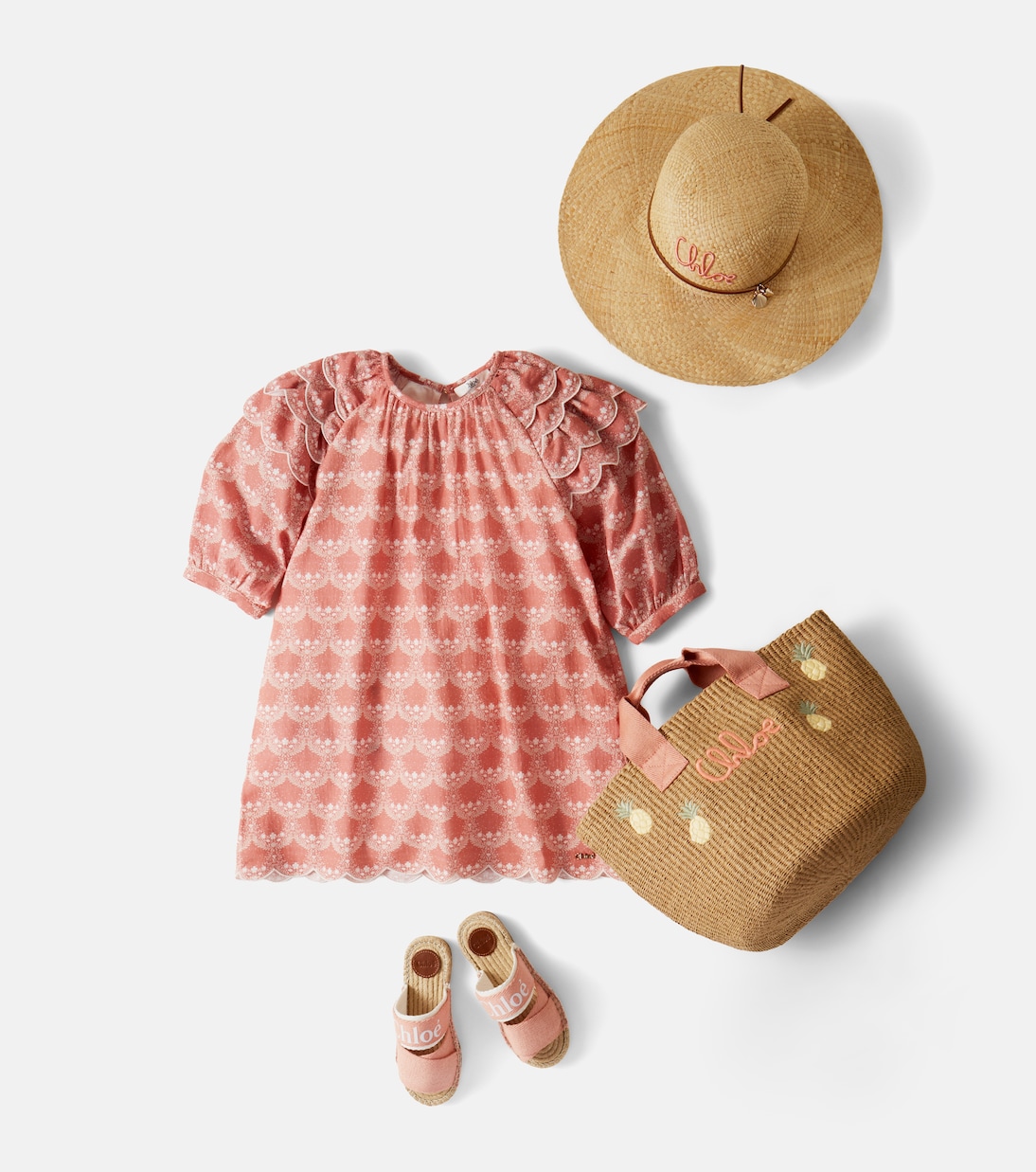 Printed scalloped cotton dress | Chloé Kids