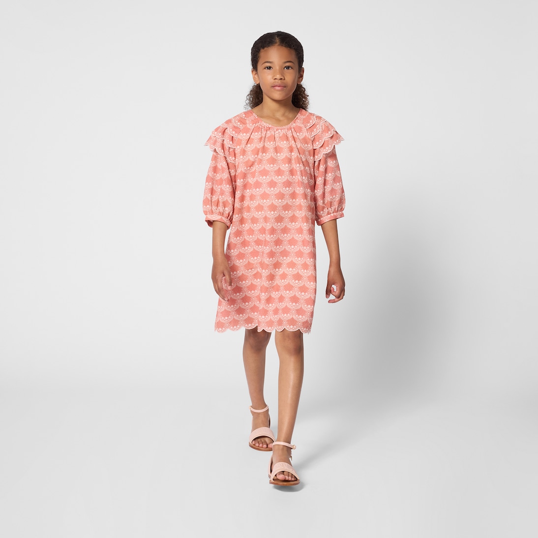Printed scalloped cotton dress | Chloé Kids