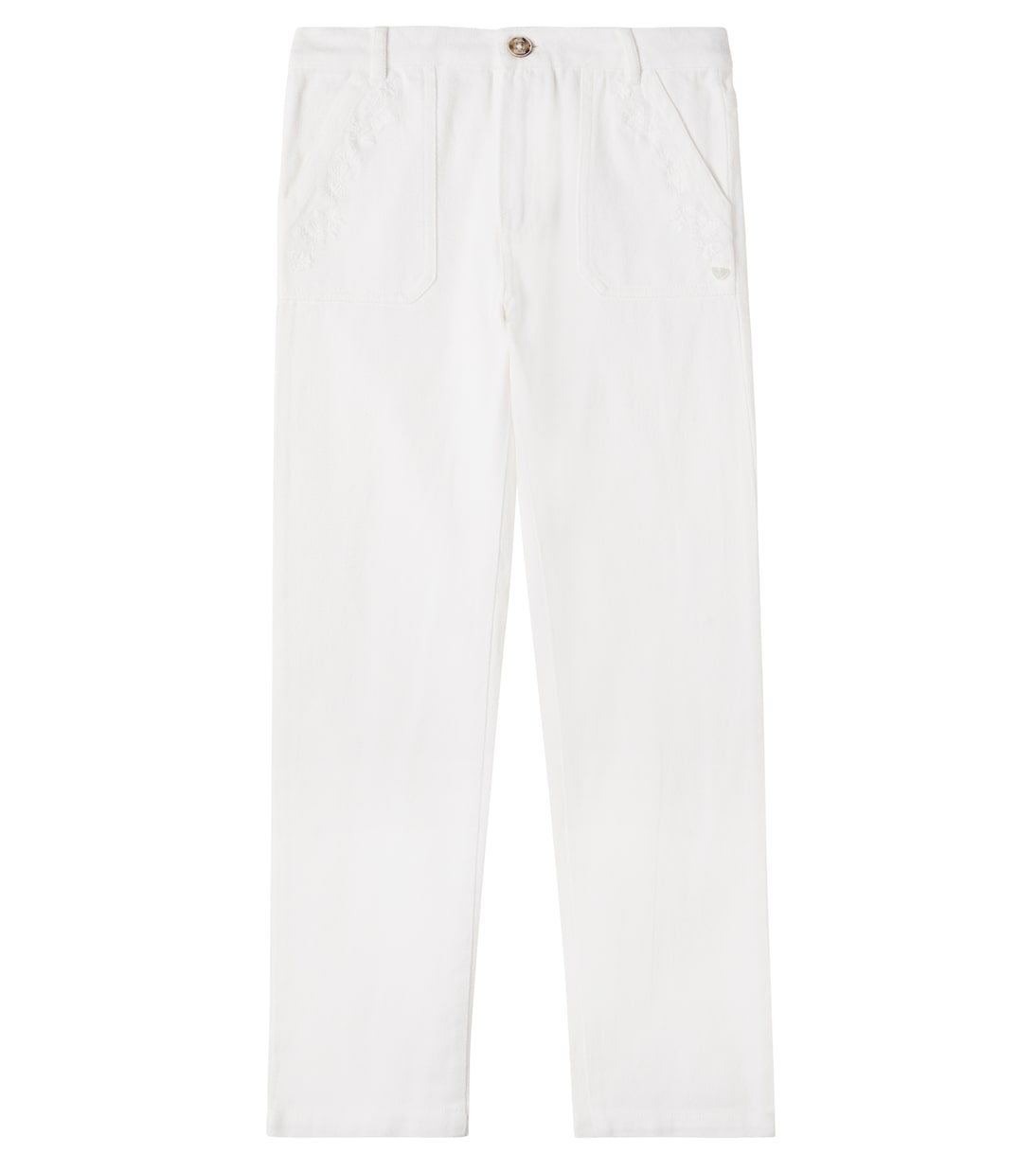 Pantalon brodé en sergé de coton à fleurs | Tartine et Chocolat