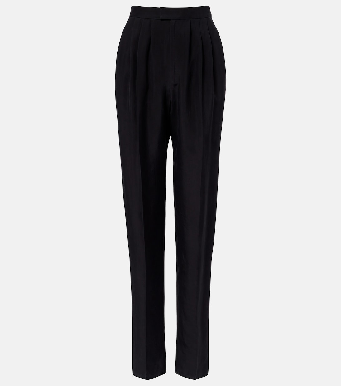 Pantaloni regular in seta con pince | Saint Laurent
