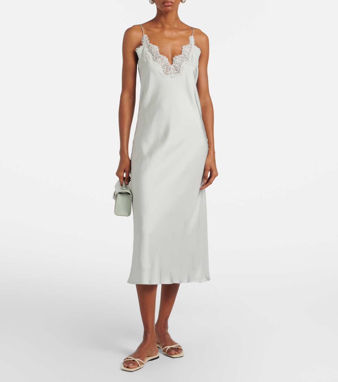 Lace-trimmed silk slip dress | Róhe