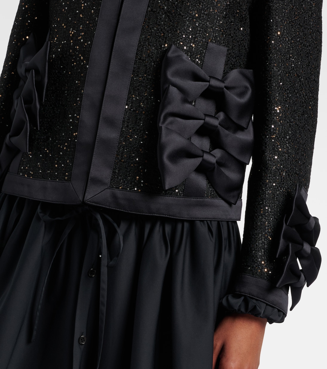 Satin-trimmed sequined jacket | Noir Kei Ninomiya