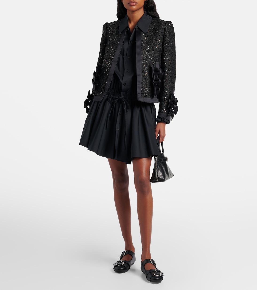 Satin-trimmed sequined jacket | Noir Kei Ninomiya