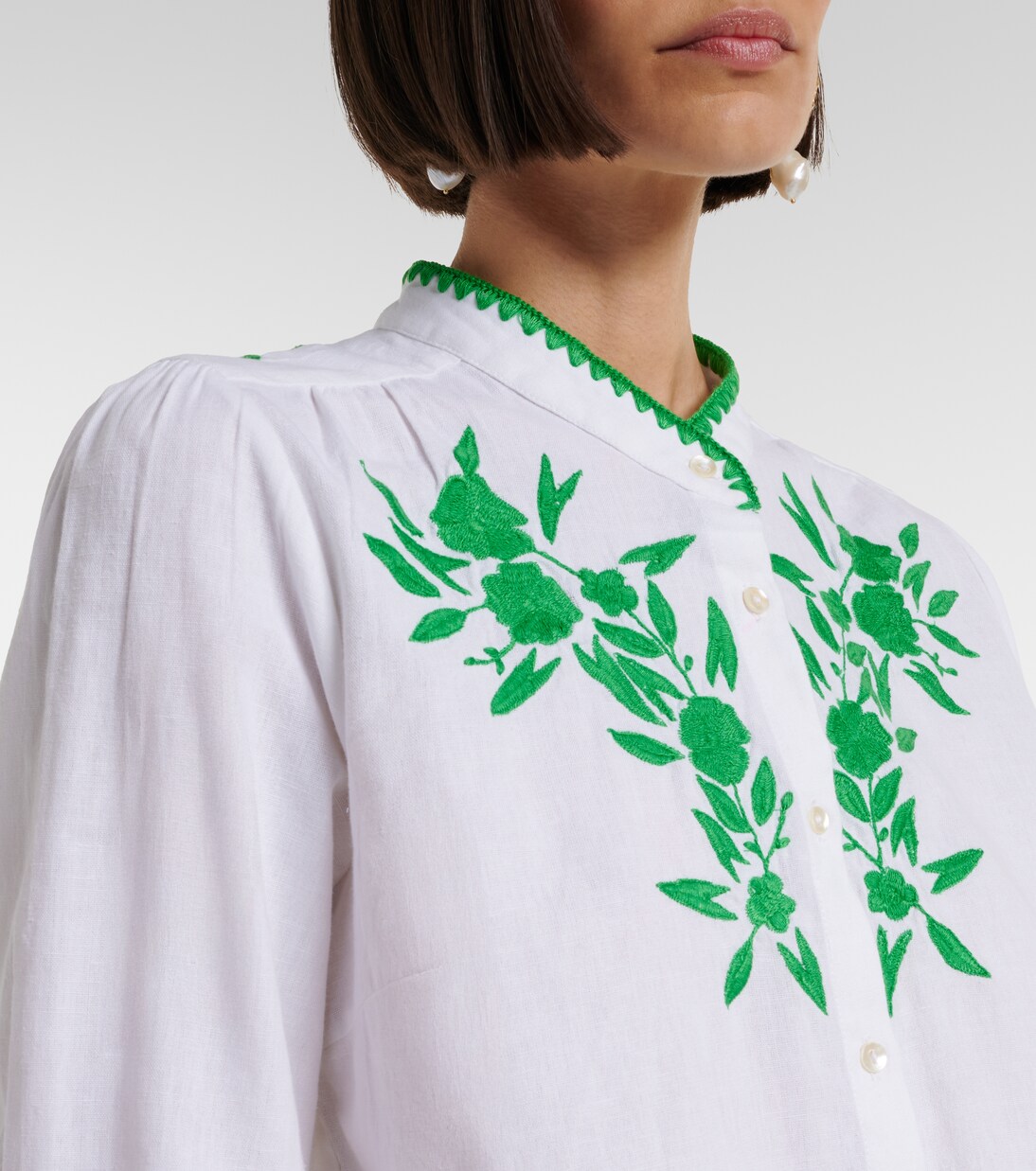 Camicia in cotone e lino con ricamo | Juliet Dunn