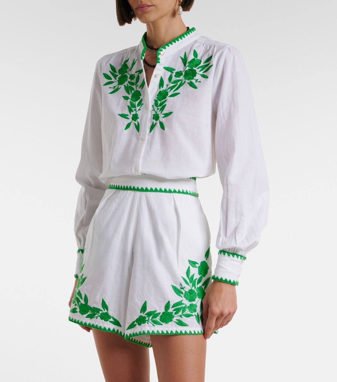 Camicia in cotone e lino con ricamo | Juliet Dunn