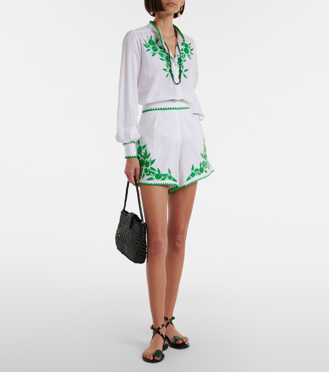 Camicia in cotone e lino con ricamo | Juliet Dunn