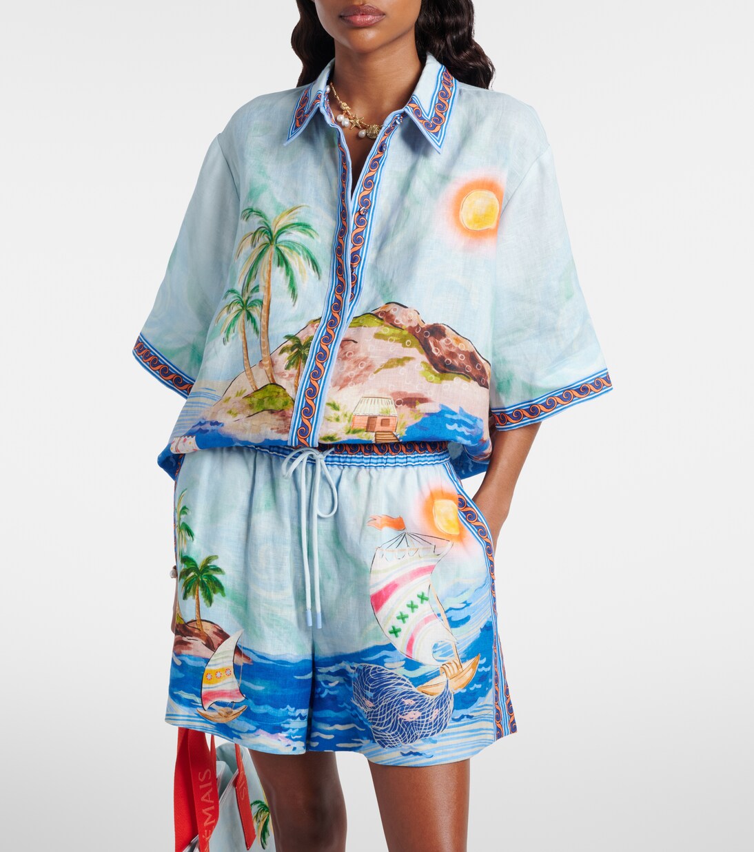 Camisa de lino estampada | Alémais