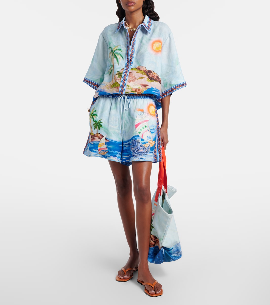 Camisa de lino estampada | Alémais