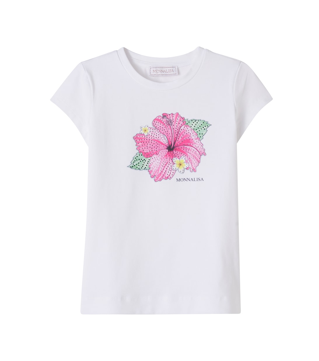 Embellished floral cotton-blend jersey T-shirt | Monnalisa