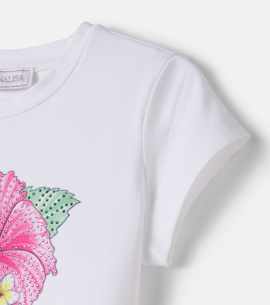 Embellished floral cotton-blend jersey T-shirt | Monnalisa