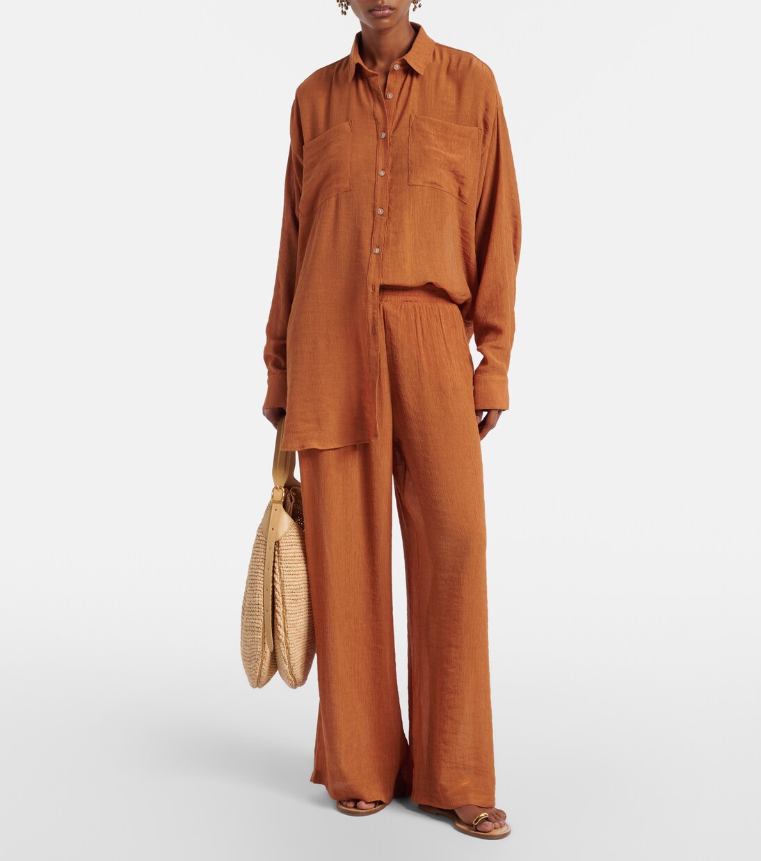 Mika seersucker wide-leg pants | Jade Swim