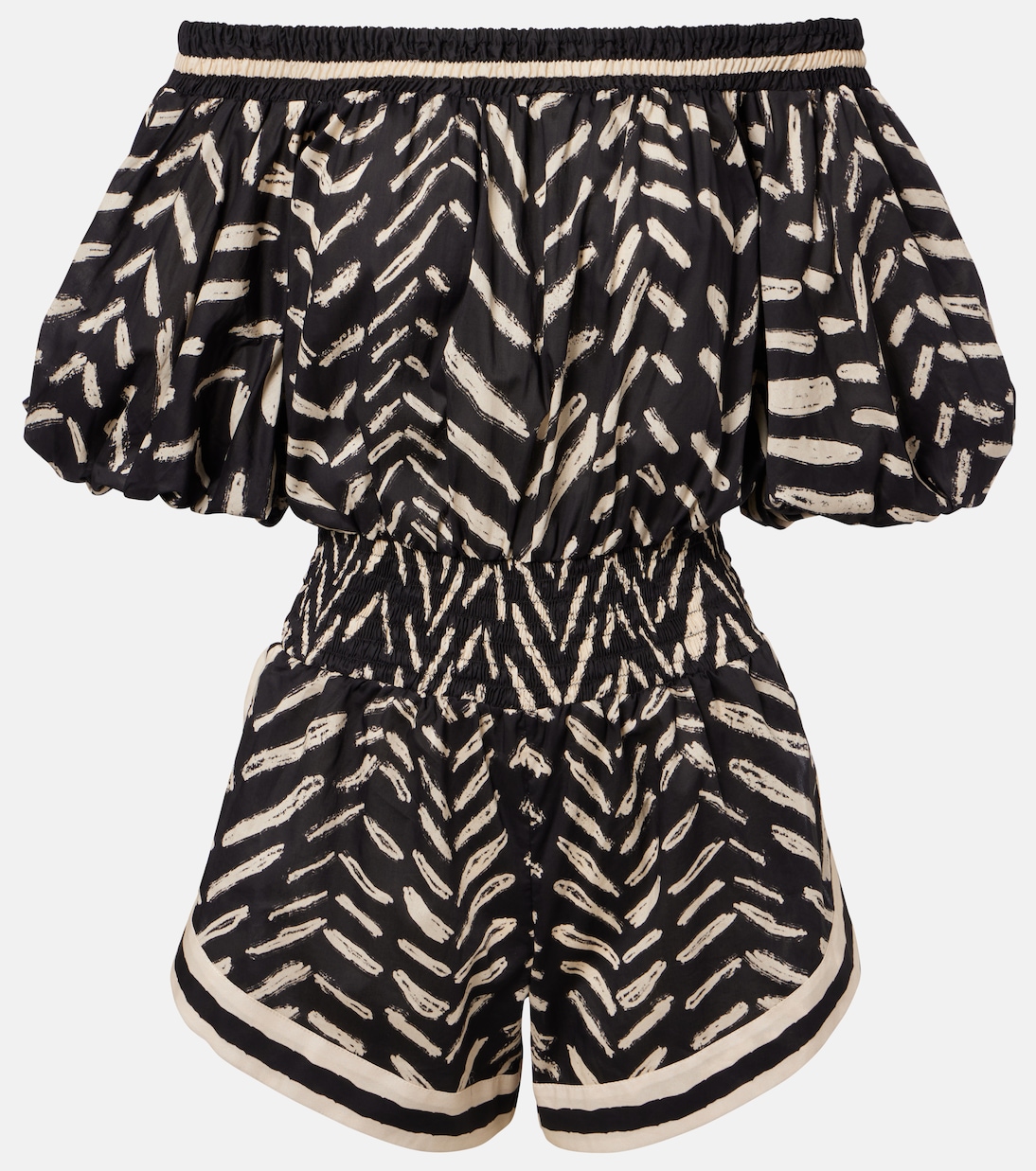 Printed off-shoulder cotton romper | Johanna Ortiz