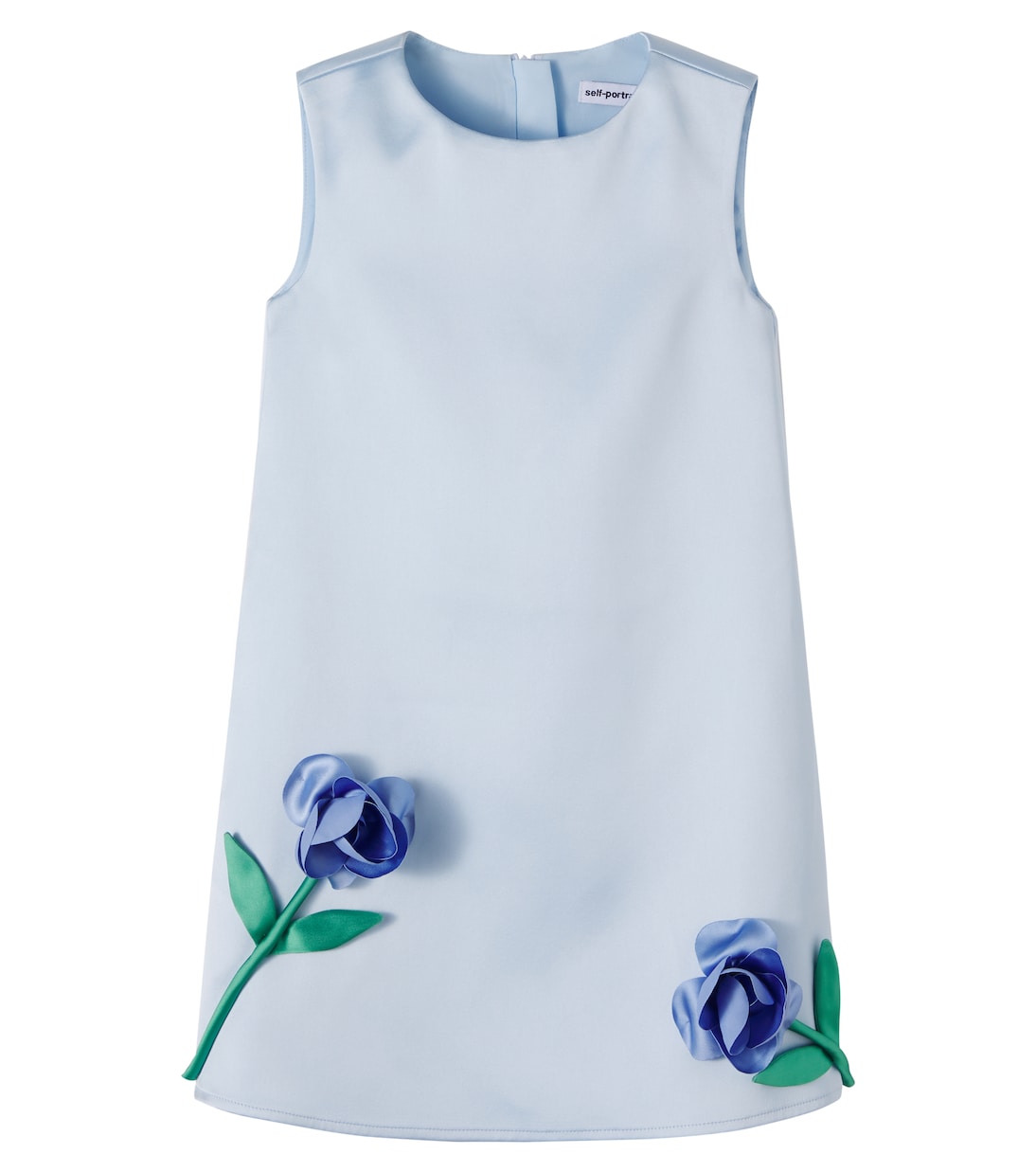 Floral-appliqué satin dress | Self-Portrait Kids