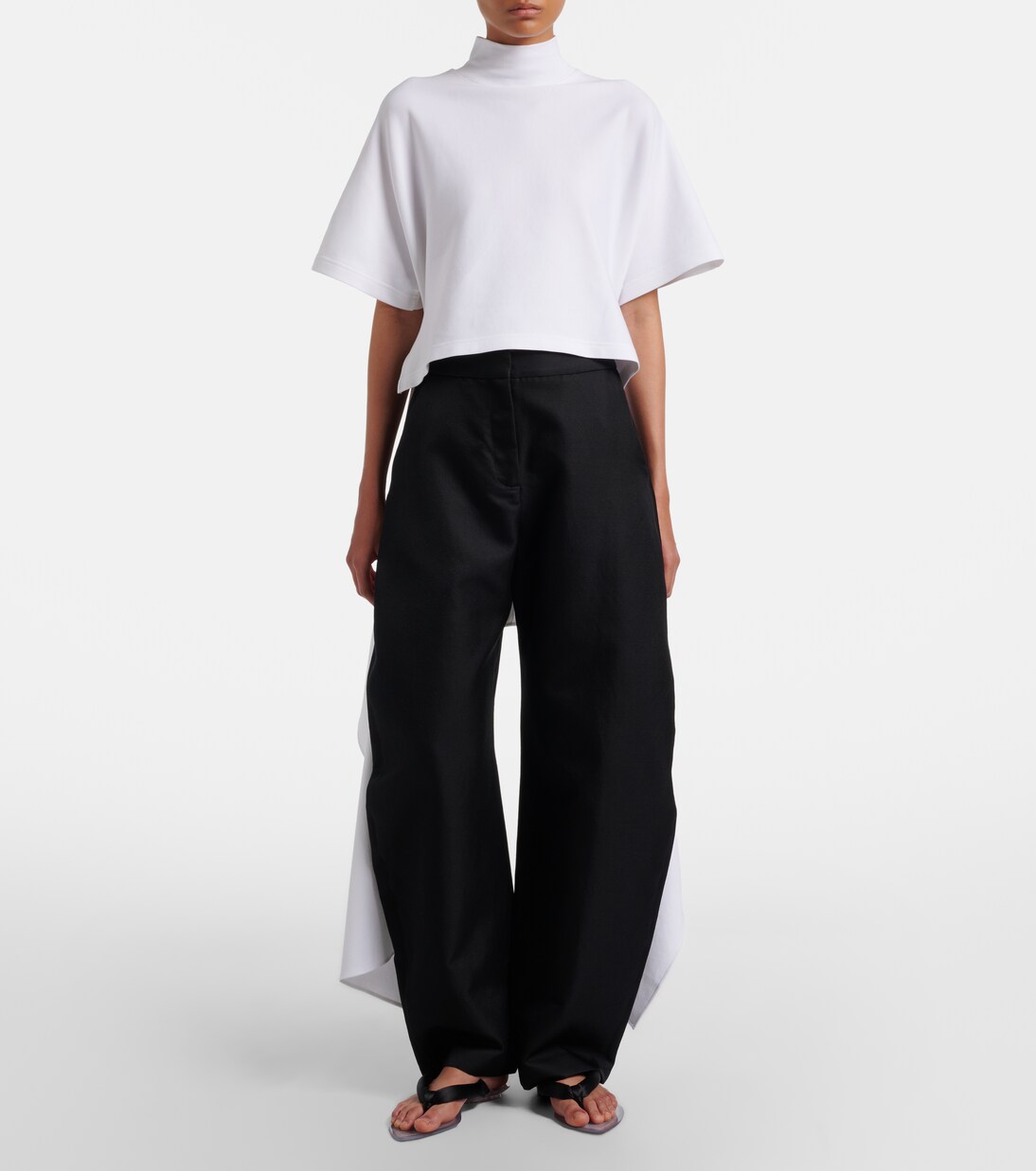 Asymmetric cotton-blend jersey T-shirt | Alaïa
